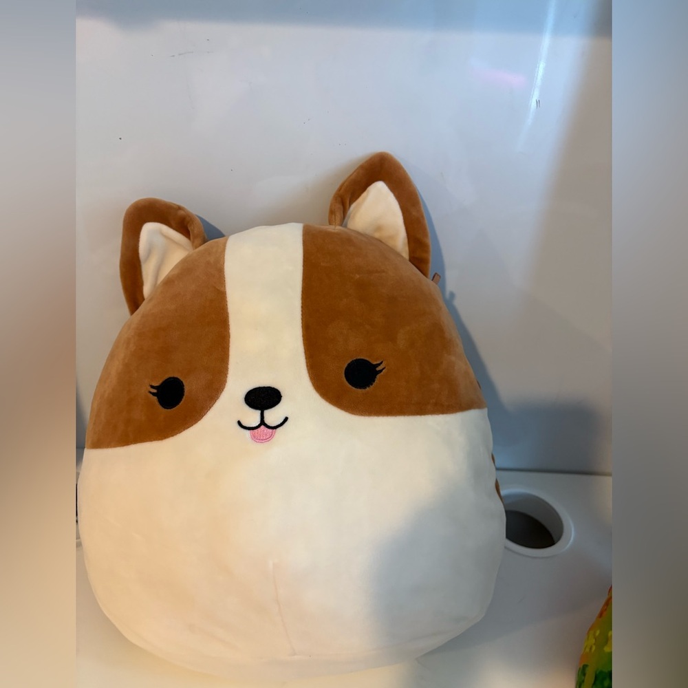 Cute Squishmallow Brown and White Dog Plush